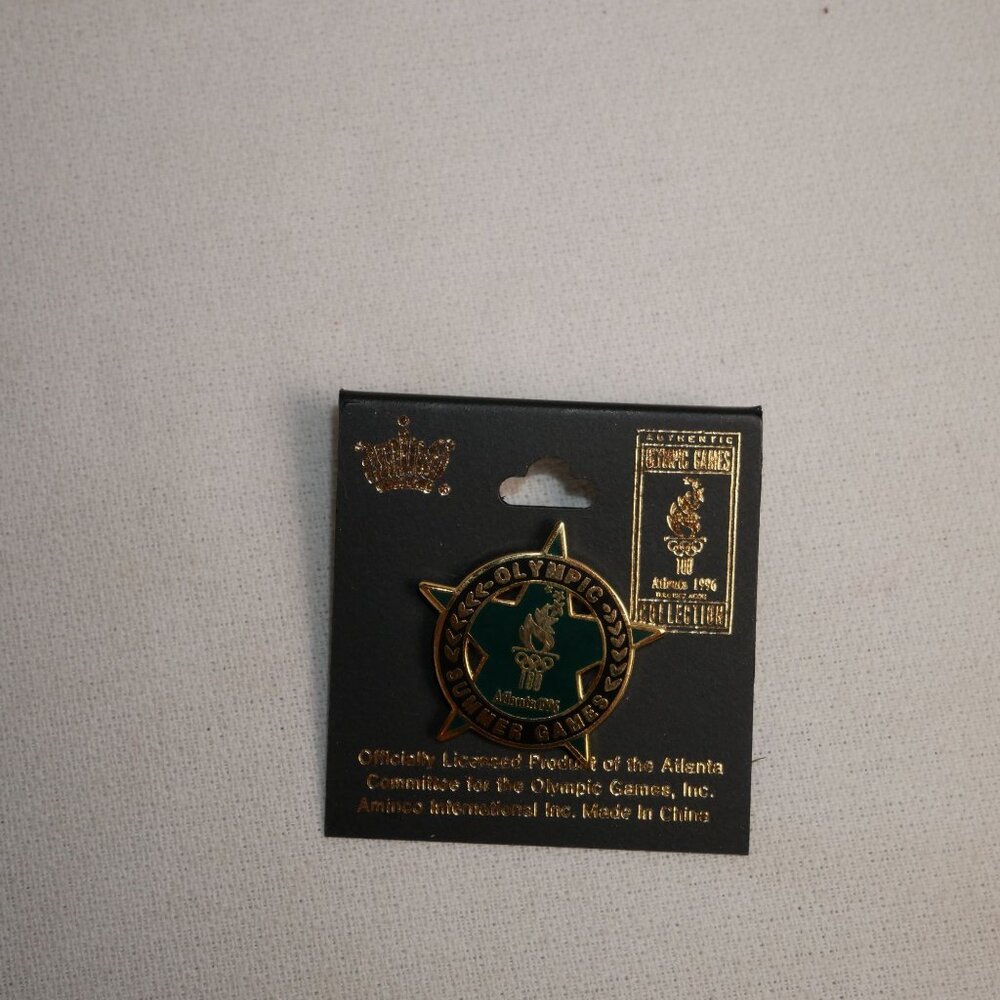 1996 Olympic Games Atlanta Pin Badge Black & Gold Star Design VTG Collectible - Picture 4 of 5
